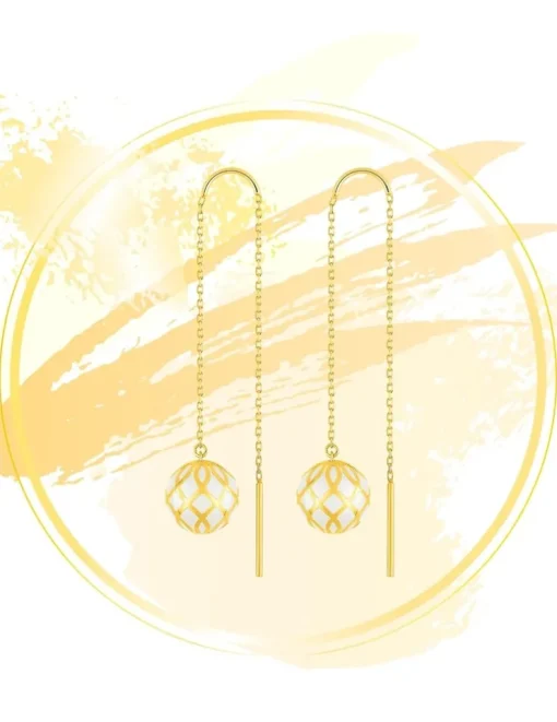 Boucles d'oreilles pendantes Mélodie Or jaune 375‰ et laque ivoire SO OR
