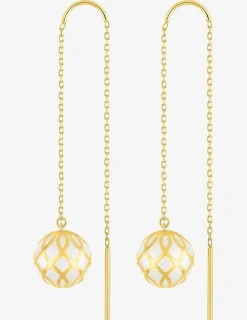 Boucles d'oreilles pendantes Mélodie Or jaune 375‰ et laque ivoire SO OR