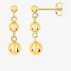 Boucles d'oreilles pendantes or jaune 750 ‰ et trio de boules SO OR