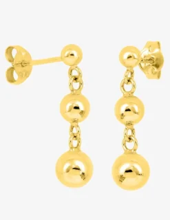 Boucles d'oreilles pendantes or jaune 750 ‰ et trio de boules SO OR
