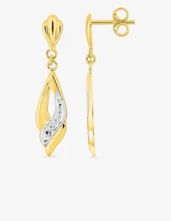 Boucles d'oreilles pendantes fantaisie or jaune 750 ‰ et rhodium SO OR