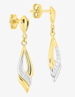 Boucles d'oreilles pendantes fantaisie or jaune 750 ‰ et rhodium SO OR