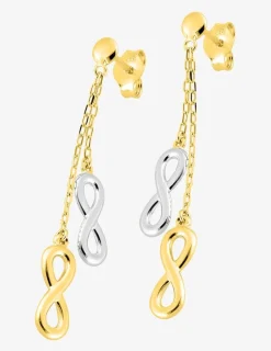 Boucles d'oreilles pendantes infinis bicolores or 375‰ SO OR