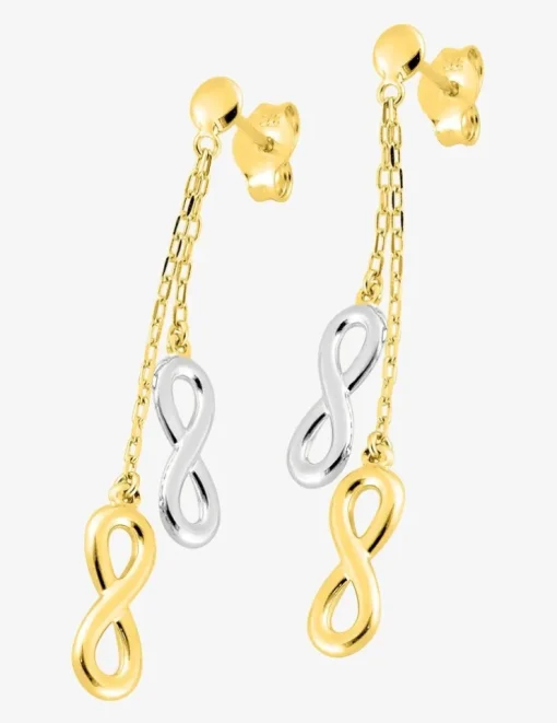 Boucles d'oreilles pendantes infinis bicolores or 375‰ SO OR
