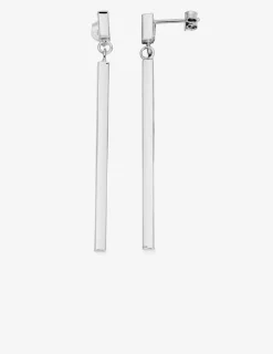 Boucles d'oreilles pendantes bâton or blanc 375‰ SO OR