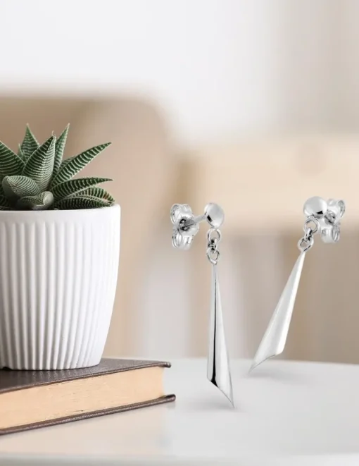 Boucles d'oreilles pendantes or blanc 375‰ SO OR