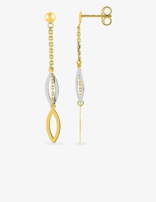 Boucles d'oreilles pendantes bicolores or 375‰ SO OR