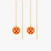 Boucles d'oreilles pendantes Mélodie Or jaune 375‰ et laque corail SO OR