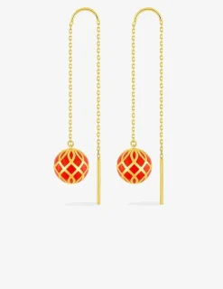 Boucles d'oreilles pendantes Mélodie Or jaune 375‰ et laque corail SO OR