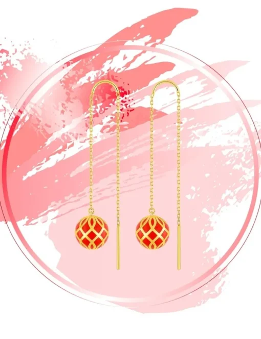 Boucles d'oreilles pendantes Mélodie Or jaune 375‰ et laque corail SO OR