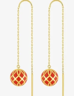 Boucles d'oreilles pendantes Mélodie Or jaune 375‰ et laque corail SO OR