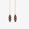 Boucles d'oreilles pendantes Mélodie Or rose 375‰ et laque noir de Jais SO OR