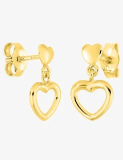 Boucles d'oreilles pendantes et motifs cœurs or jaune 750 ‰ SO OR