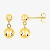 Boucles d'oreilles pendantes or jaune 750 ‰ avec boules SO OR