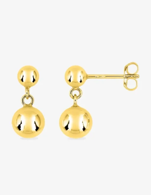 Boucles d'oreilles pendantes or jaune 750 ‰ avec boules SO OR