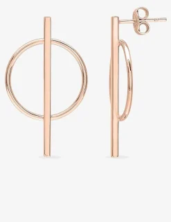 Boucles d'oreilles pendantes cercle 17 mm et ligne traversante plaqué or rose SO OR