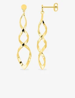 Boucles d'oreilles pendantes double serpentin plaqué or SO OR
