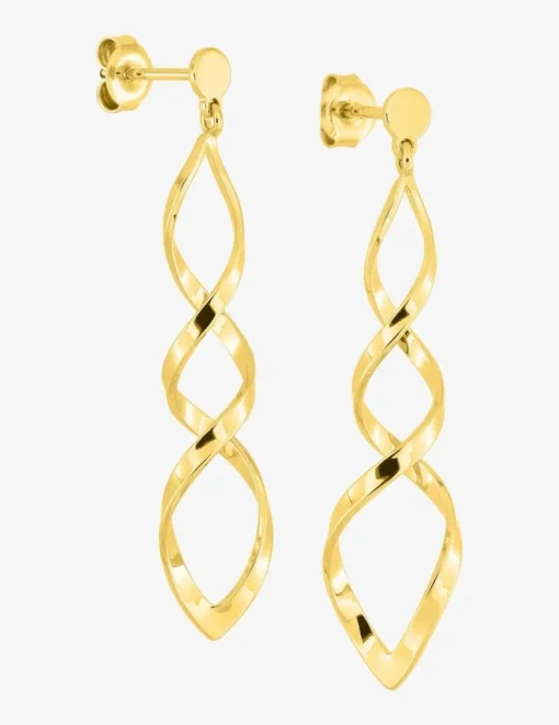 Boucles d'oreilles pendantes double serpentin plaqué or SO OR