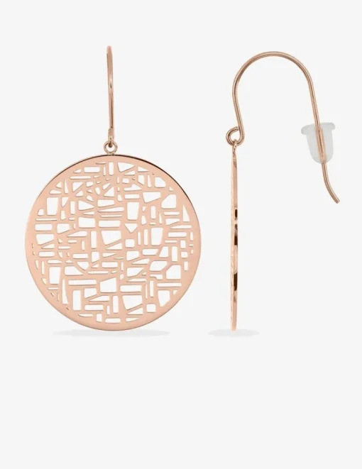 Boucles d'oreilles pendantes acier rose rond fantaisie SO OR