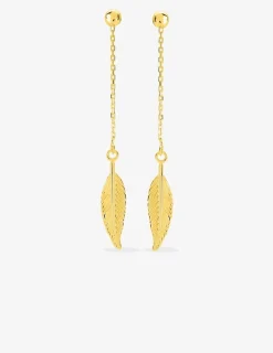 Boucles d'oreilles pendantes "feuille" or jaune 375‰ SO OR