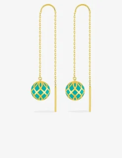 Boucles d'oreilles pendantes Mélodie Or jaune 375‰ et laque verte aqua SO OR