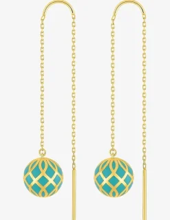 Boucles d'oreilles pendantes Mélodie Or jaune 375‰ et laque verte aqua SO OR