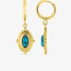Boucles d'oreilles pendantes acier doré et turquoise synthétique SO OR