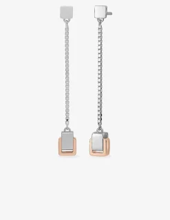Boucles d'oreilles pendantes bicolores argent 925 ‰, tout métal SO OR