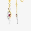 Boucles d'oreilles pendantes or jaune 750 ‰, rubis et rhodium SO OR