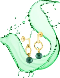 Boucles d'oreilles pendantes or jaune 750 ‰ et malachite SO OR