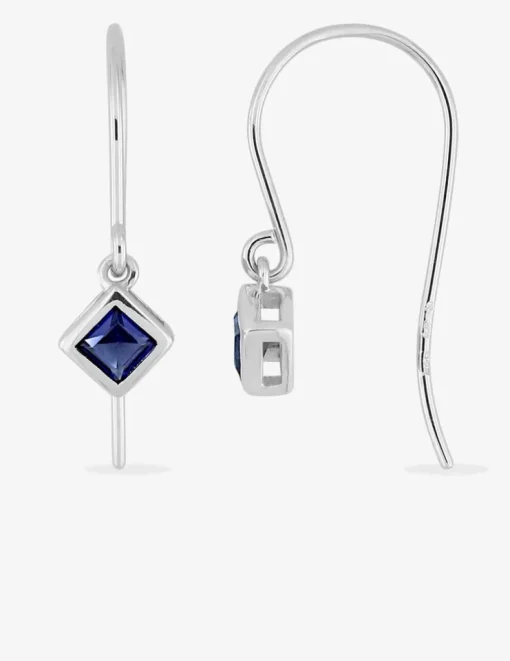 Boucles d'oreilles pendantes argent rhodié 925 ‰ et oxyde de zirconium bleu SO OR