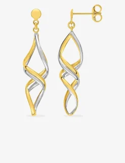 Boucles d'oreilles pendantes torsadées bicolores or 750 ‰ SO OR