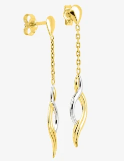 Boucles d'oreilles pendantes or jaune 750 ‰ et motif finition rhodium SO OR