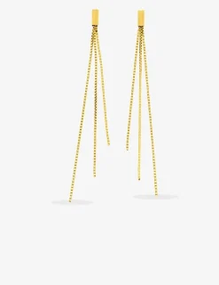Boucles d'oreilles pendantes chaîne fantaisie 3 brins or jaune 750 ‰ SO OR