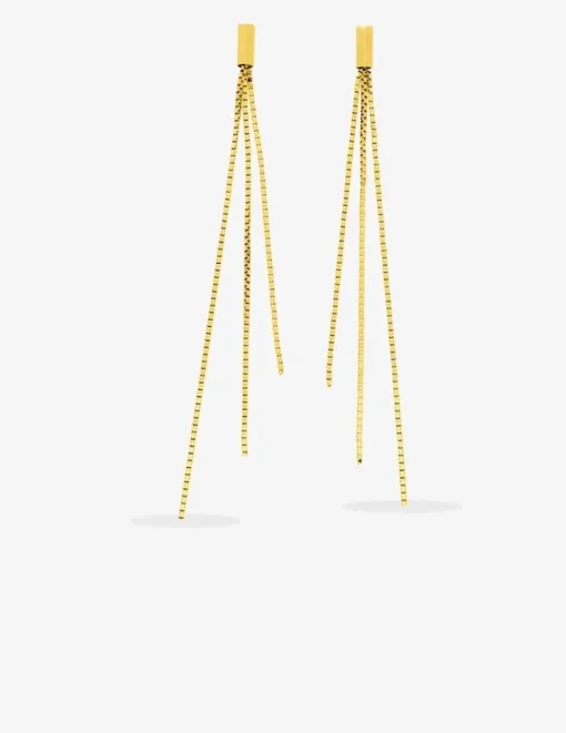 Boucles d'oreilles pendantes chaîne fantaisie 3 brins or jaune 750 ‰ SO OR