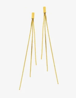 Boucles d'oreilles pendantes chaîne fantaisie 3 brins or jaune 750 ‰ SO OR
