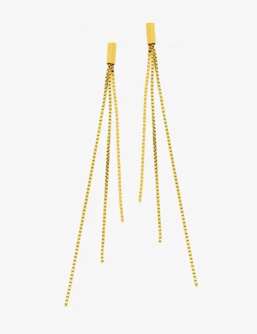 Boucles d'oreilles pendantes chaîne fantaisie 3 brins or jaune 750 ‰ SO OR