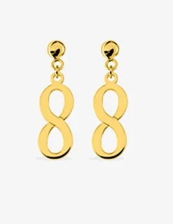 Boucles d'oreilles pendantes motif infini or jaune 750 ‰ SO OR
