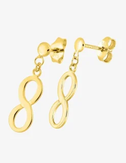 Boucles d'oreilles pendantes motif infini or jaune 750 ‰ SO OR