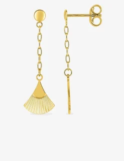 Boucles d'oreilles pendantes feuille or jaune 750‰ SO OR