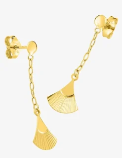 Boucles d'oreilles pendantes feuille or jaune 750‰ SO OR