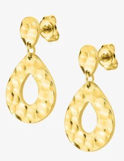 Boucles d'oreilles pendantes goutte effet martelé plaqué or SO OR