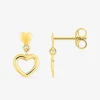 Boucles d'oreilles pendantes motif cœur or jaune 375 ‰ SO OR