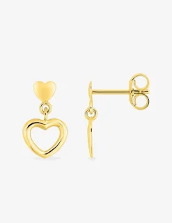 Boucles d'oreilles pendantes motif cœur or jaune 375 ‰ SO OR