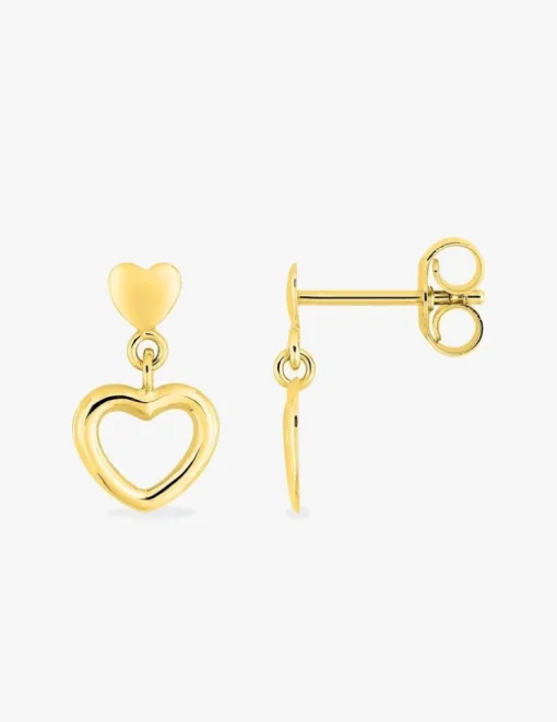 Boucles d'oreilles pendantes motif cœur or jaune 375 ‰ SO OR