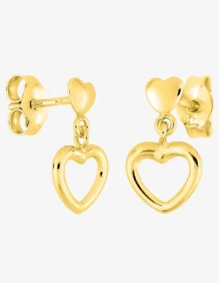 Boucles d'oreilles pendantes motif cœur or jaune 375 ‰ SO OR