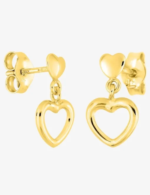 Boucles d'oreilles pendantes motif cœur or jaune 375 ‰ SO OR