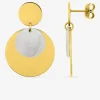 Boucles d'oreilles pendantes cercles acier doré et nacre SO OR