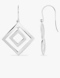 Boucles d'oreilles pendantes en argent 925 ‰ rhodié, motif losange SO OR