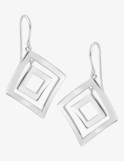 Boucles d'oreilles pendantes en argent 925 ‰ rhodié, motif losange SO OR